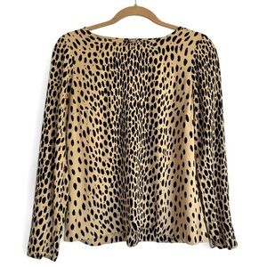 J. Crew Leopard Print Long Sleeve Blouse Classic Neutral Top Size 4